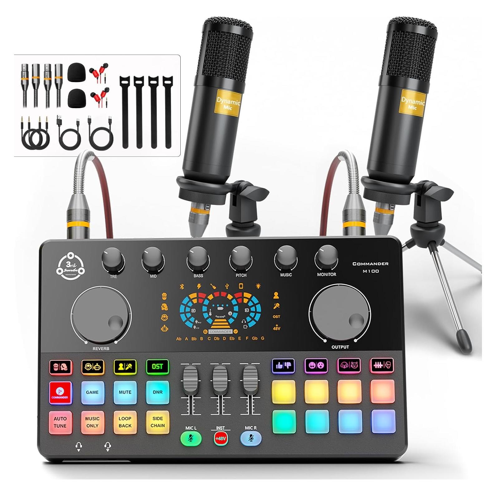 Paquete de Podcast para 2 con Mezclador M100 y Micrófonos XLR