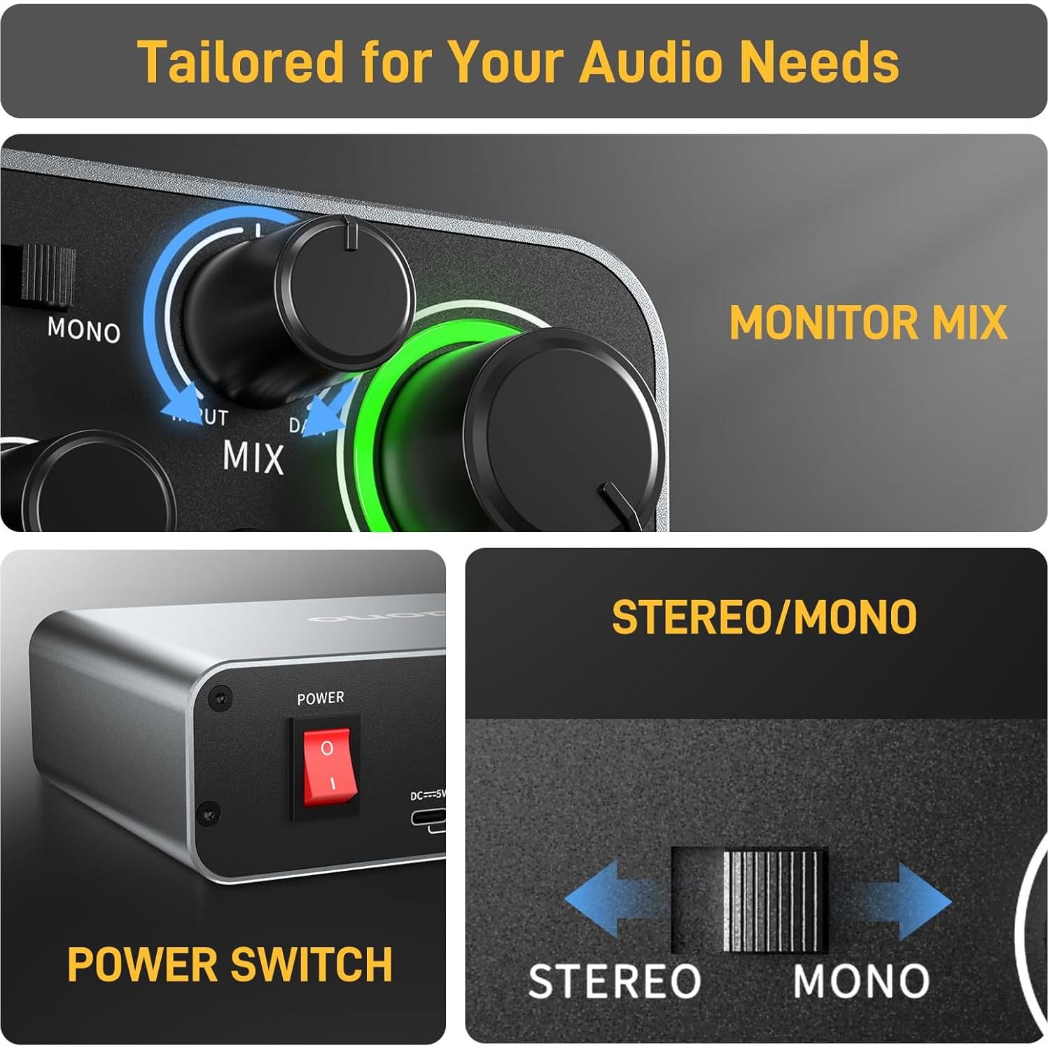 Interfaz de audio USB Maono PS22 24bit/192kHz para PC