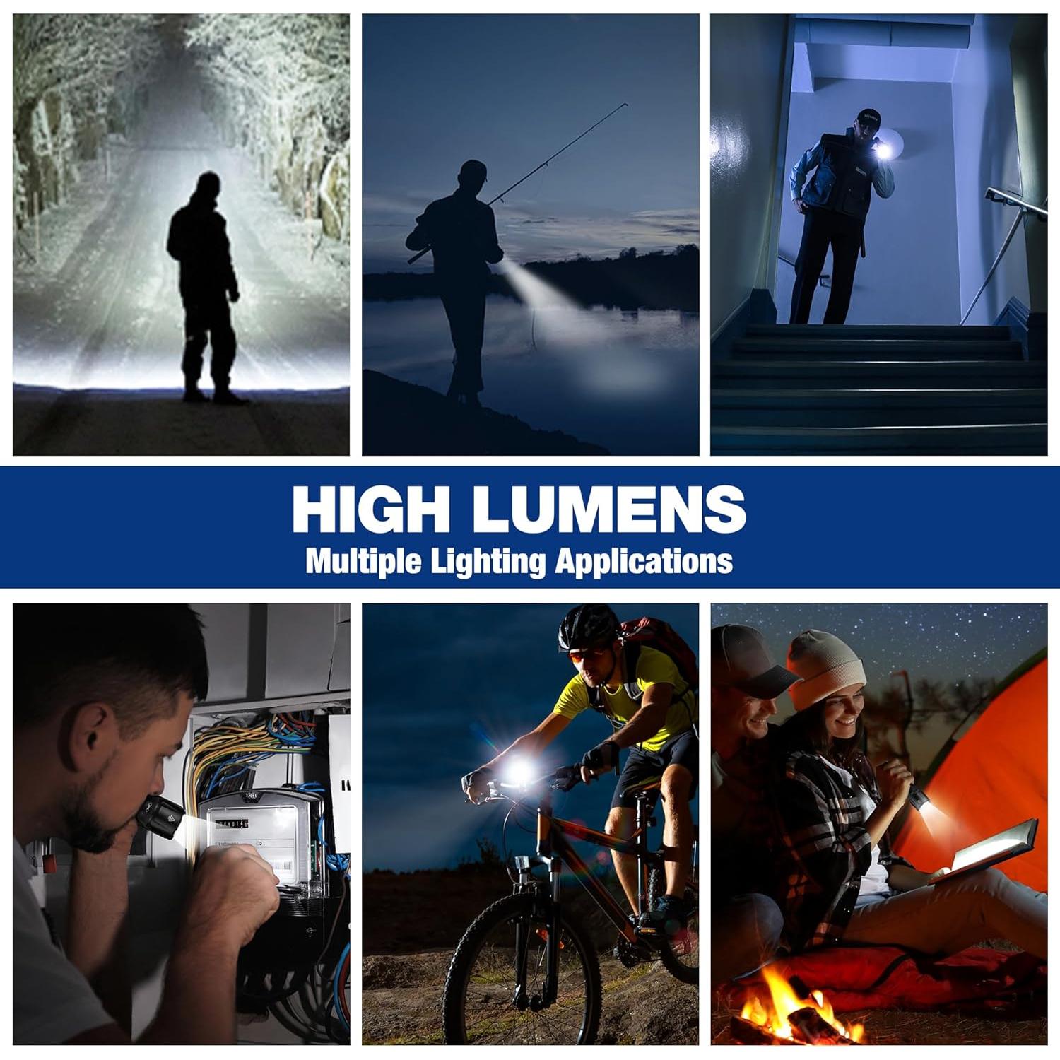 Linterna Táctica WORKPRO 1200LM Recargable Mini EDC 12.4cm