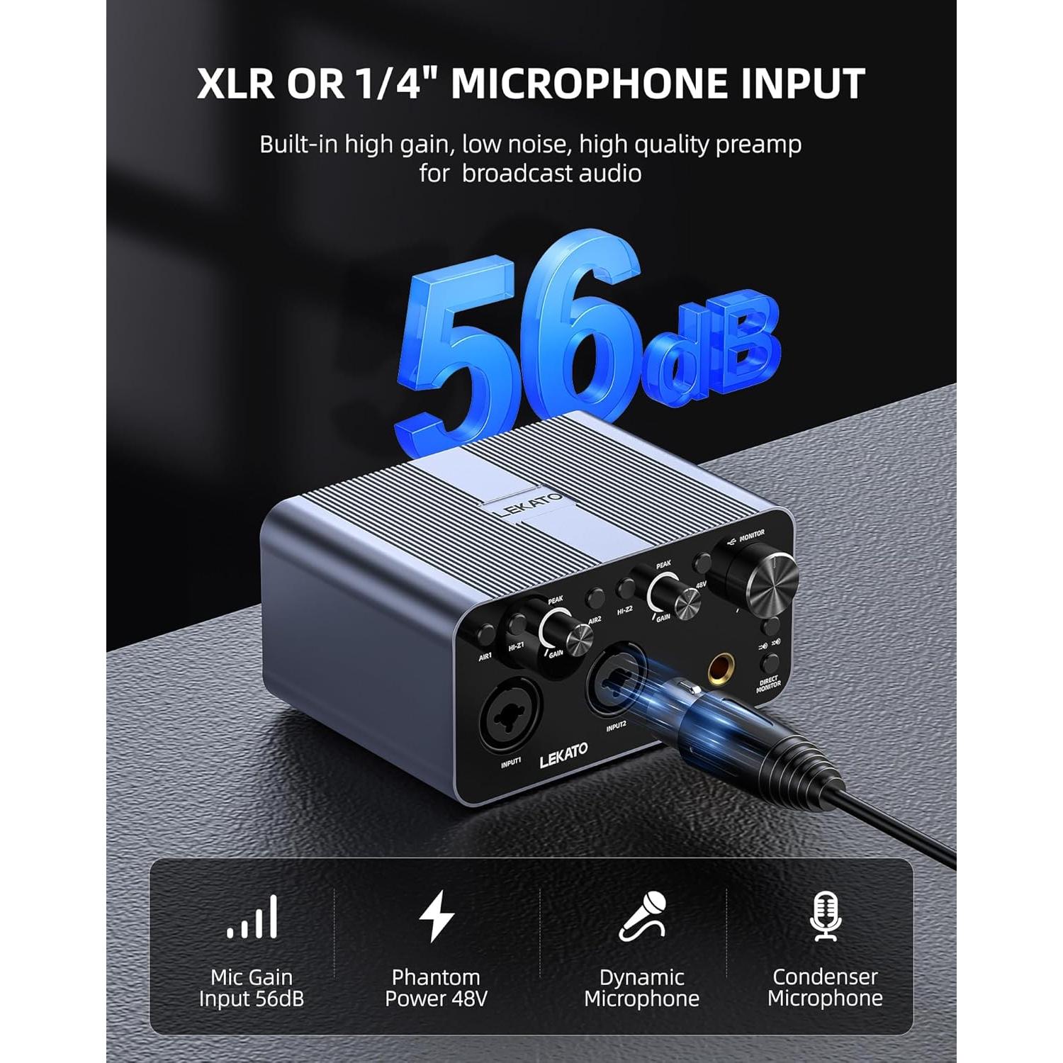 Interfaz de Audio USB LEKATO SF2401 24 bits/192kHz XLR