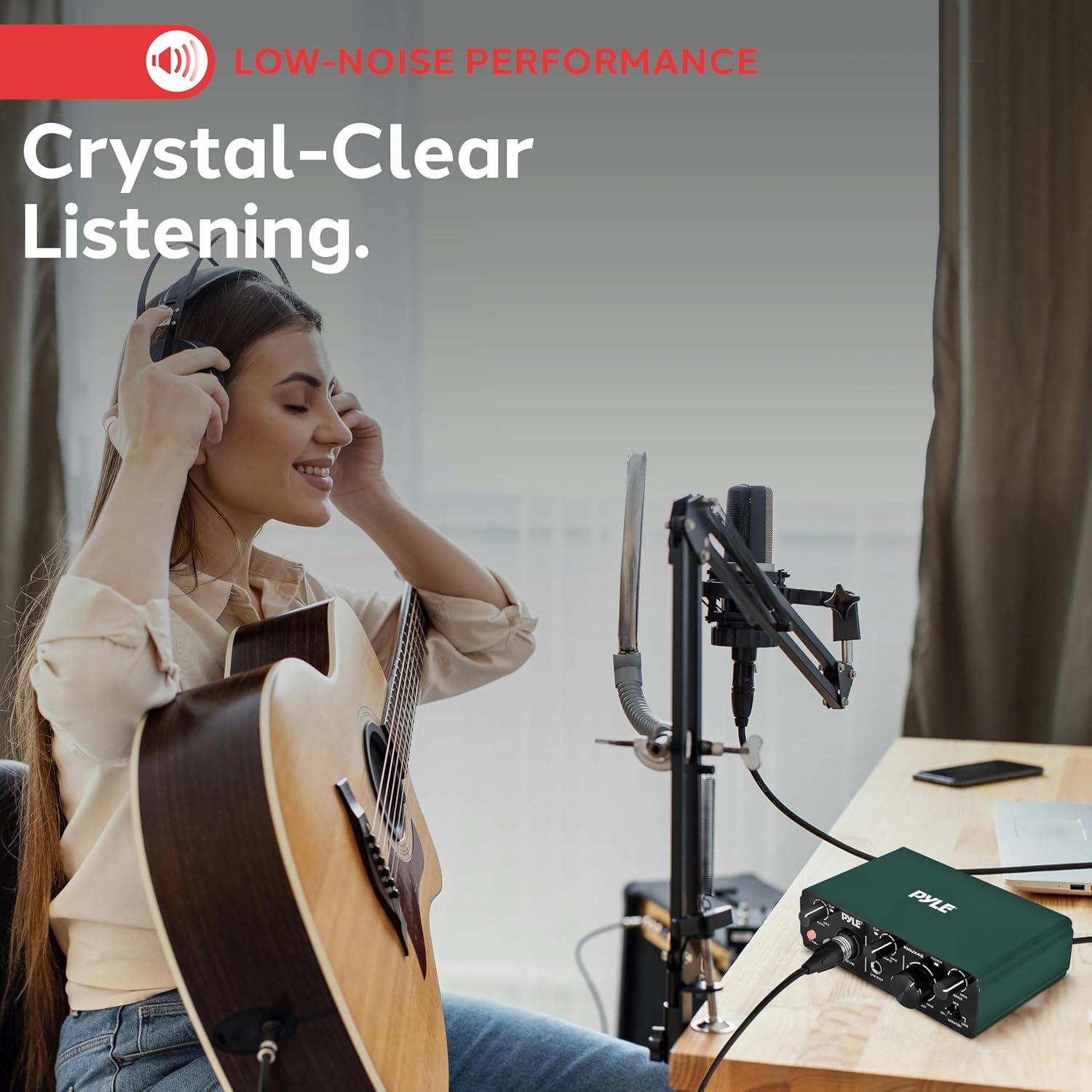 Interfaz de Audio USB Pyle PMUX42 - 2 Entradas 2 Salidas, 48V Phantom