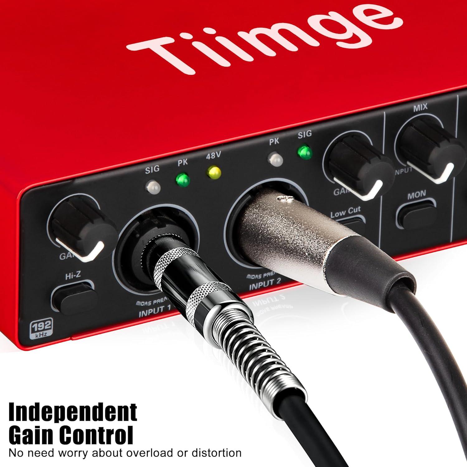 Interfaz de Audio USB 2x2 Tiimge 24Bit/192kHz Phantom 48V