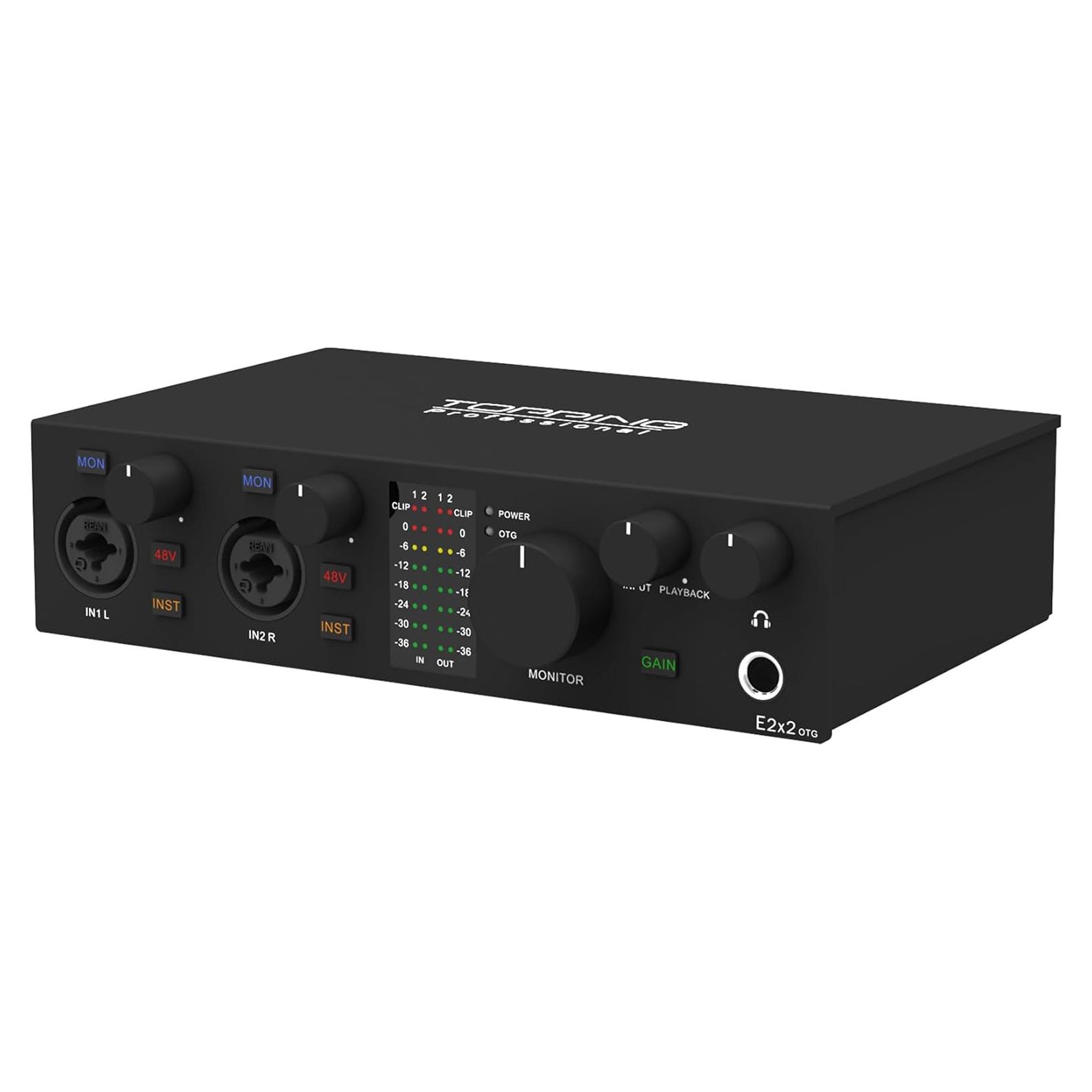 Interfaz de Audio USB Topping E2x2 OTG 192kHz/24bit - Preamplificador y Amplificador