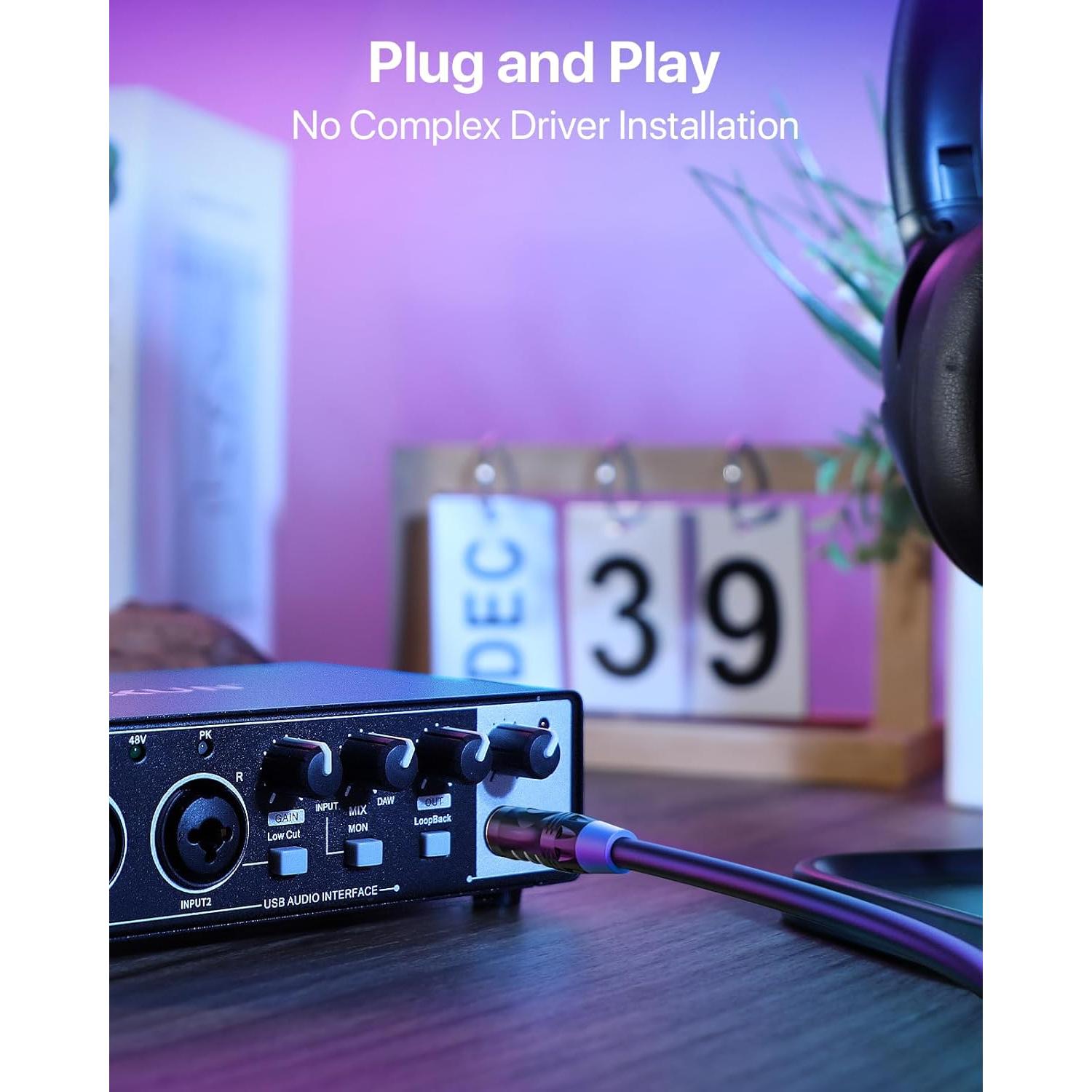 Interfaz de Audio USB-C 2i2 Focusrite 24-bit/192kHz Dual XLR