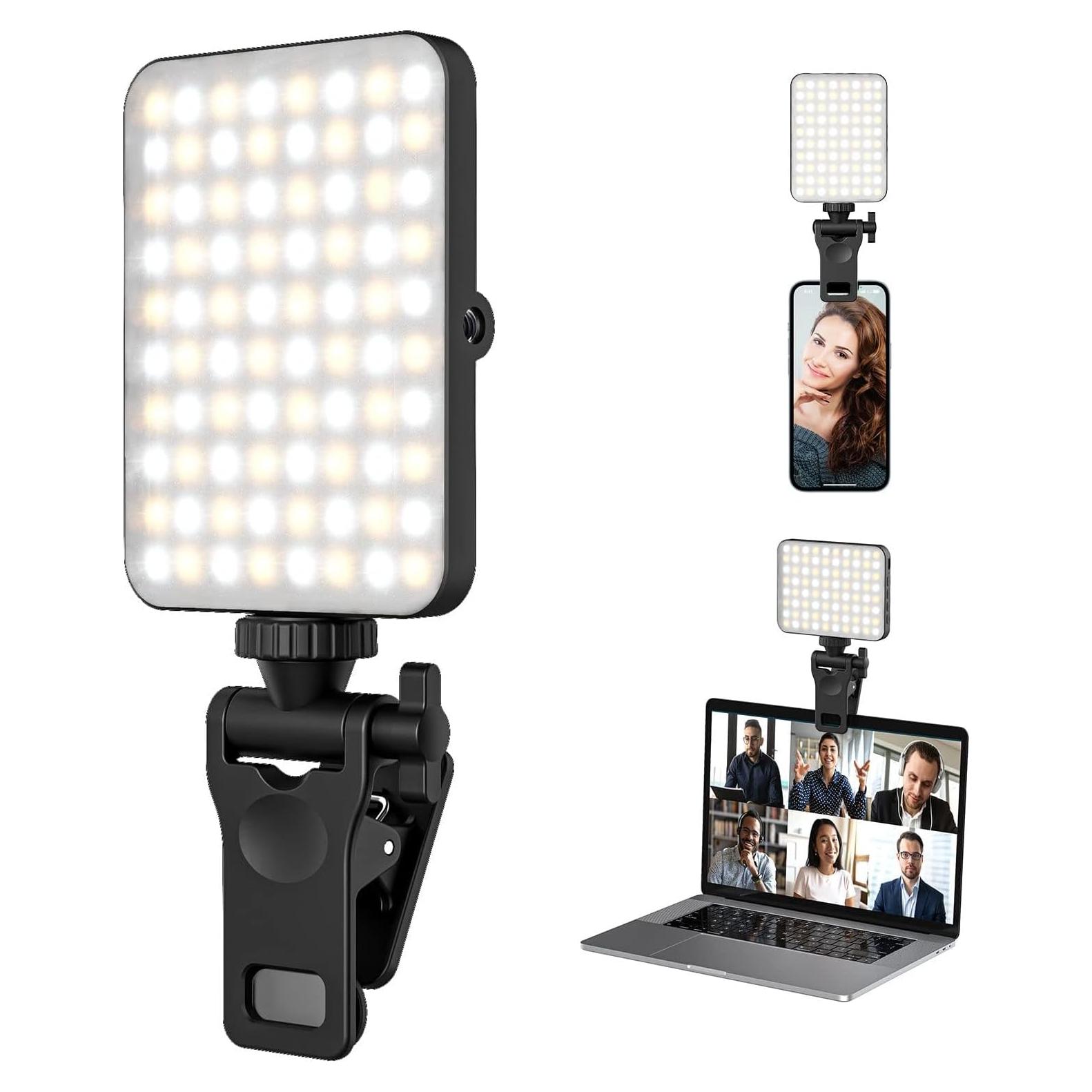 Clip de Luz Selfie Recargable Boyingkeji Negro LED Ajustable