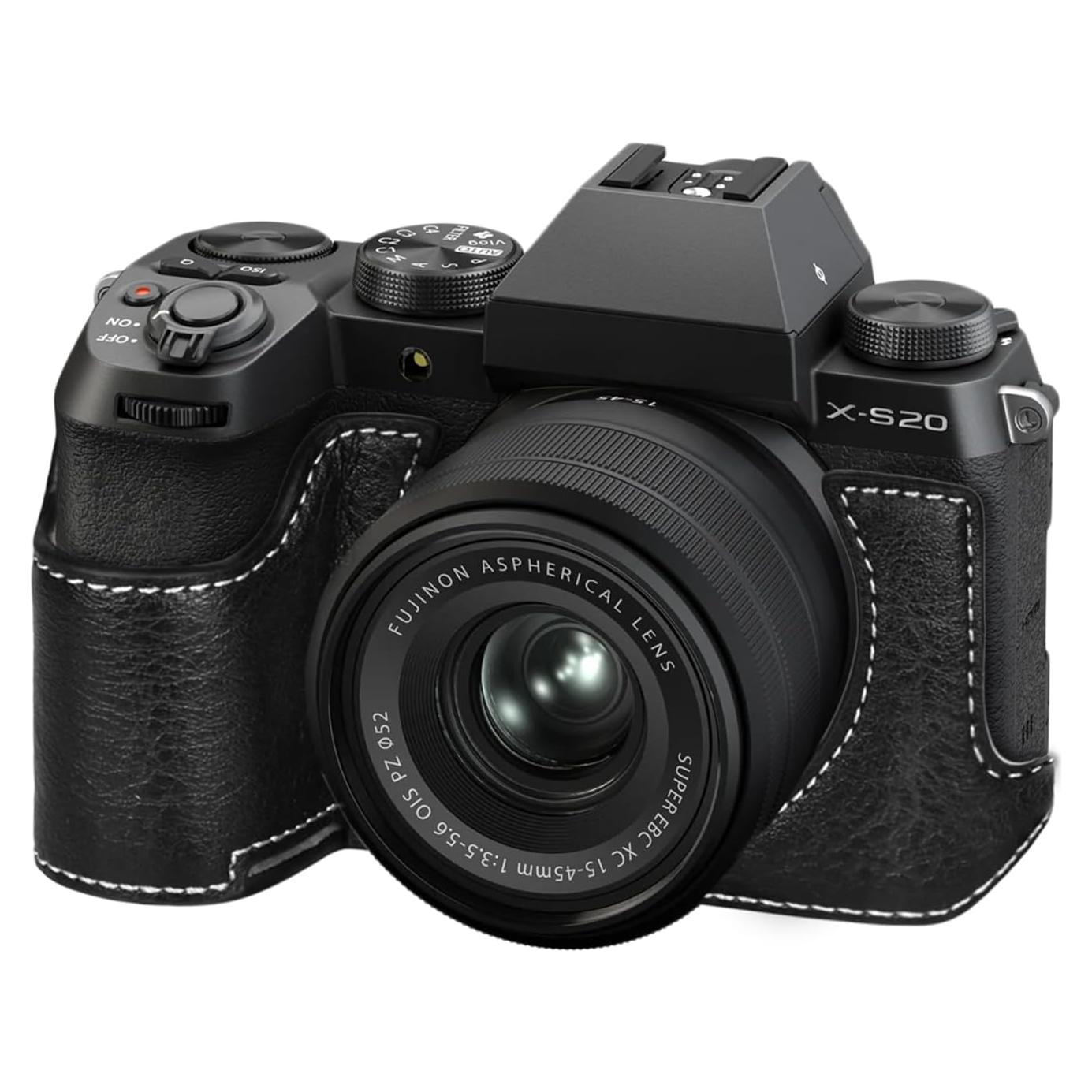 Funda Media de Cuero PU VOVMOEYA para Fujifilm X-S20 - Negra
