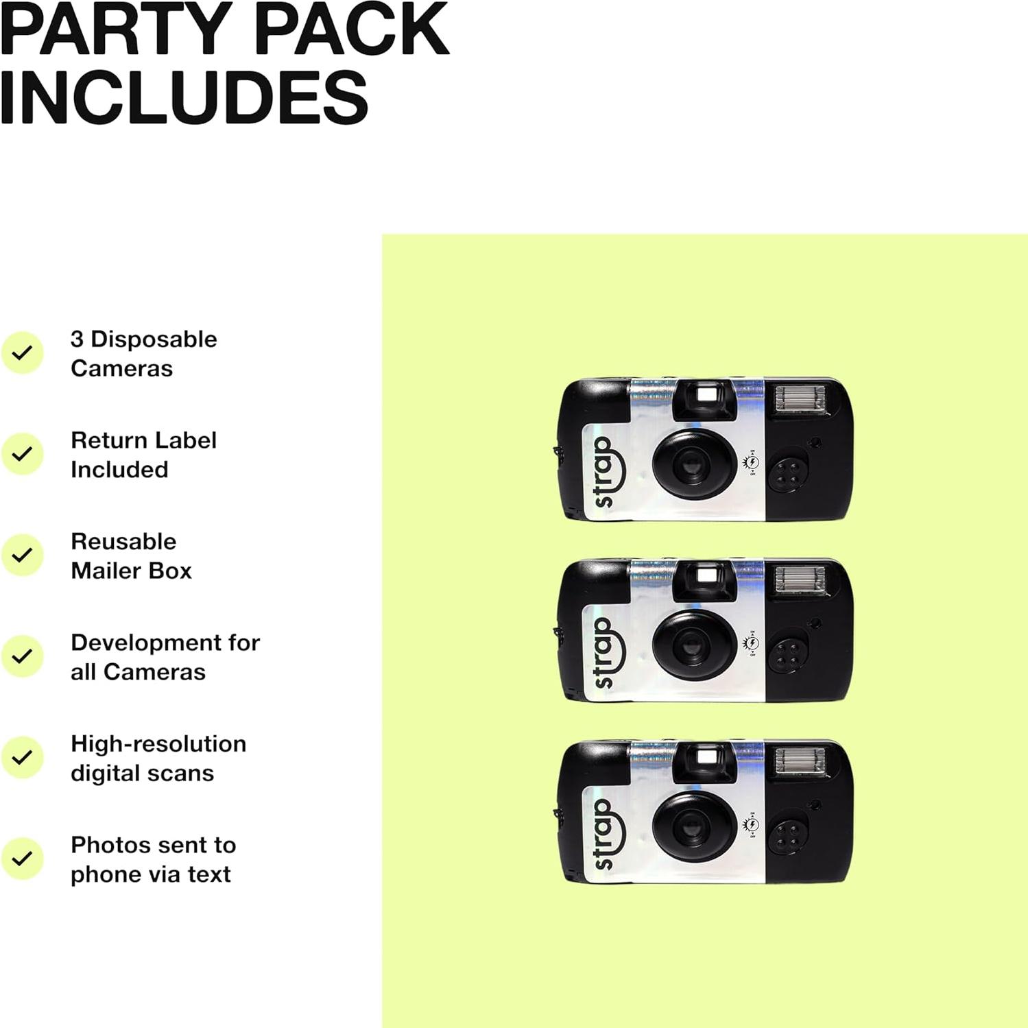 Cámara desechable Strap 27 exposiciones con flash 3m - 3 paquetes