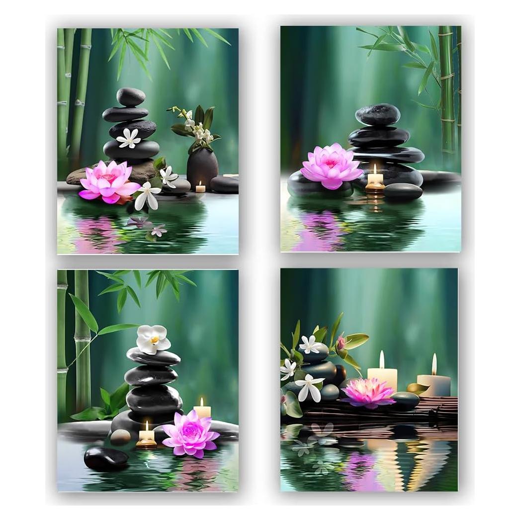 Set de 4 Posters de Lienzo Zen TANXM - Meditación 20x25 cm