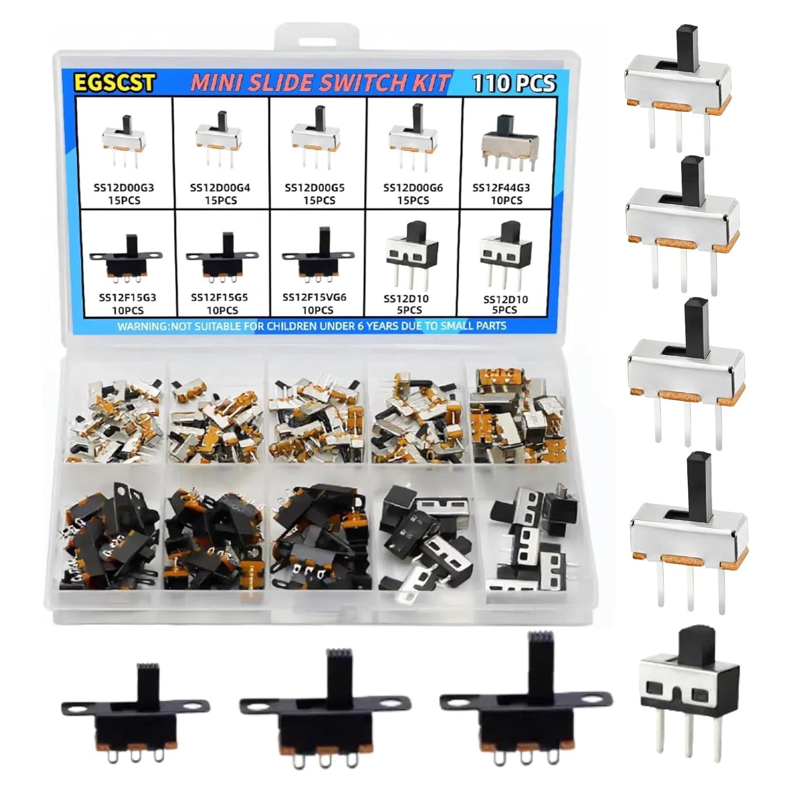Kit de 110 Interruptores Deslizantes Micro Mini SPDT 3 Pines