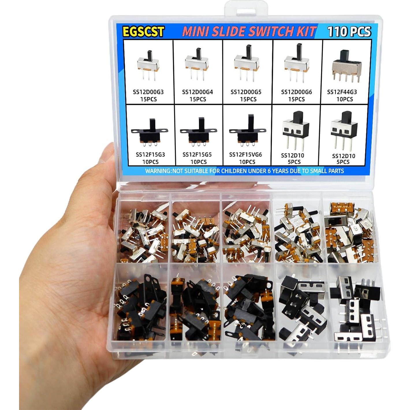 Kit de 110 Interruptores Deslizantes Micro Mini SPDT 3 Pines