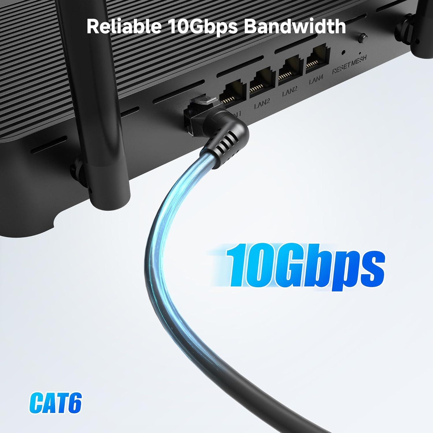 Cable Ethernet Cat 6 Rotatable 0.3m 10Gbps Cable Matters Negro