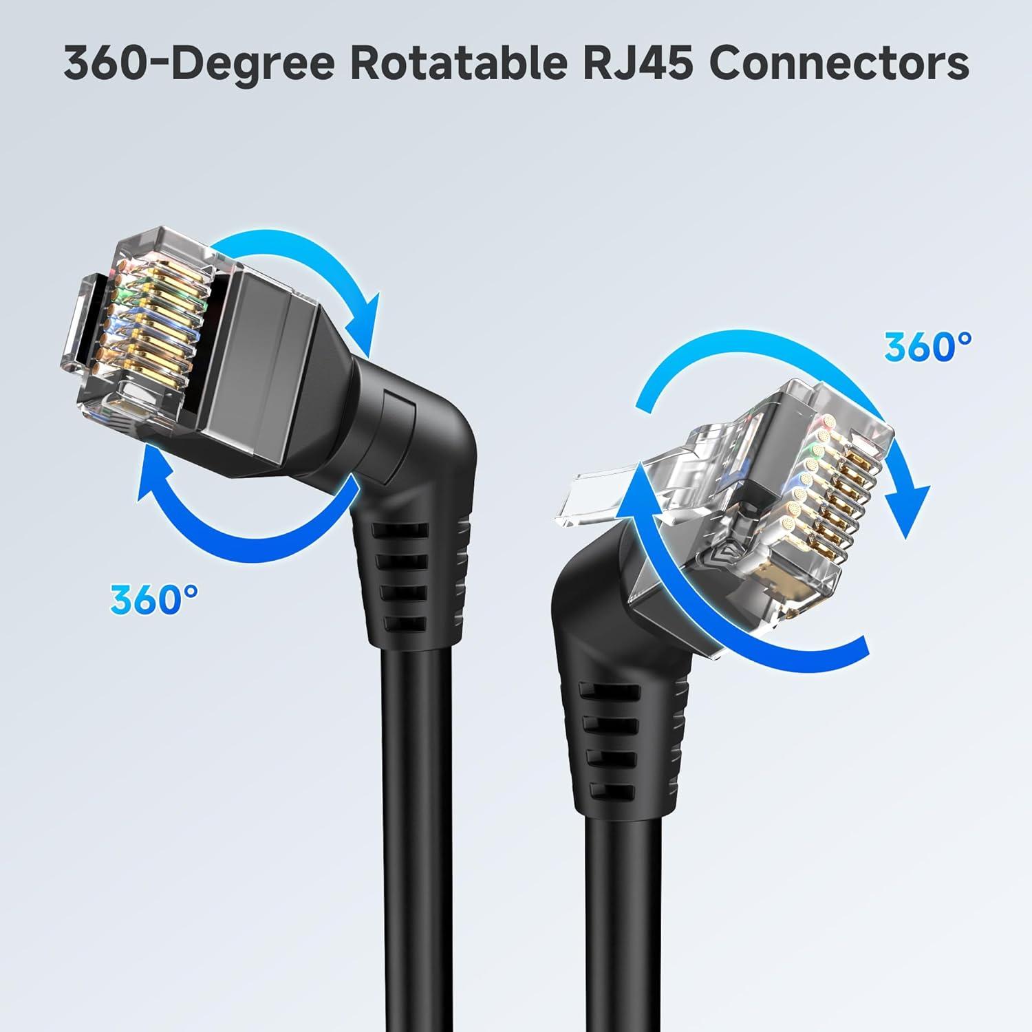 Cable Ethernet Cat 6 Rotatable 0.3m 10Gbps Cable Matters Negro