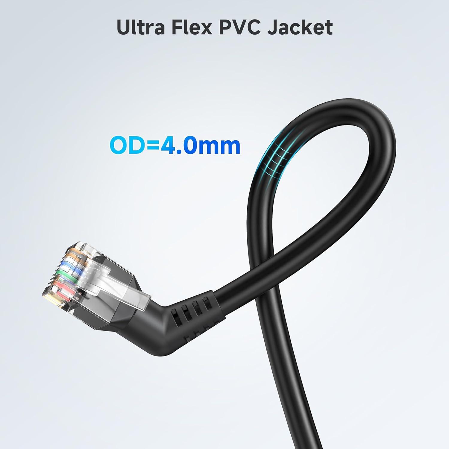 Cable Ethernet Cat 6 Rotatable 0.3m 10Gbps Cable Matters Negro