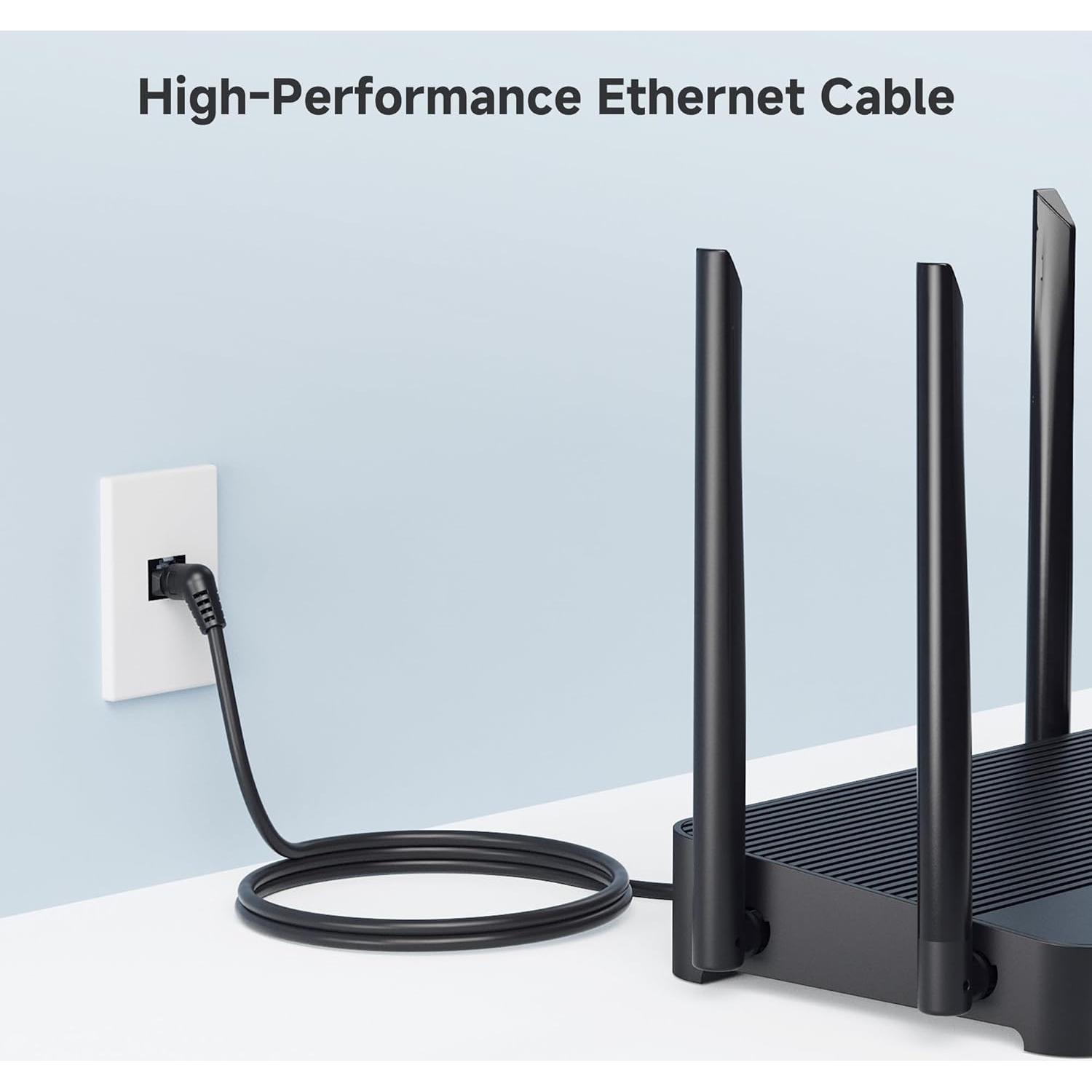 Cable Ethernet Cat 6 Rotatable 0.3m 10Gbps Cable Matters Negro