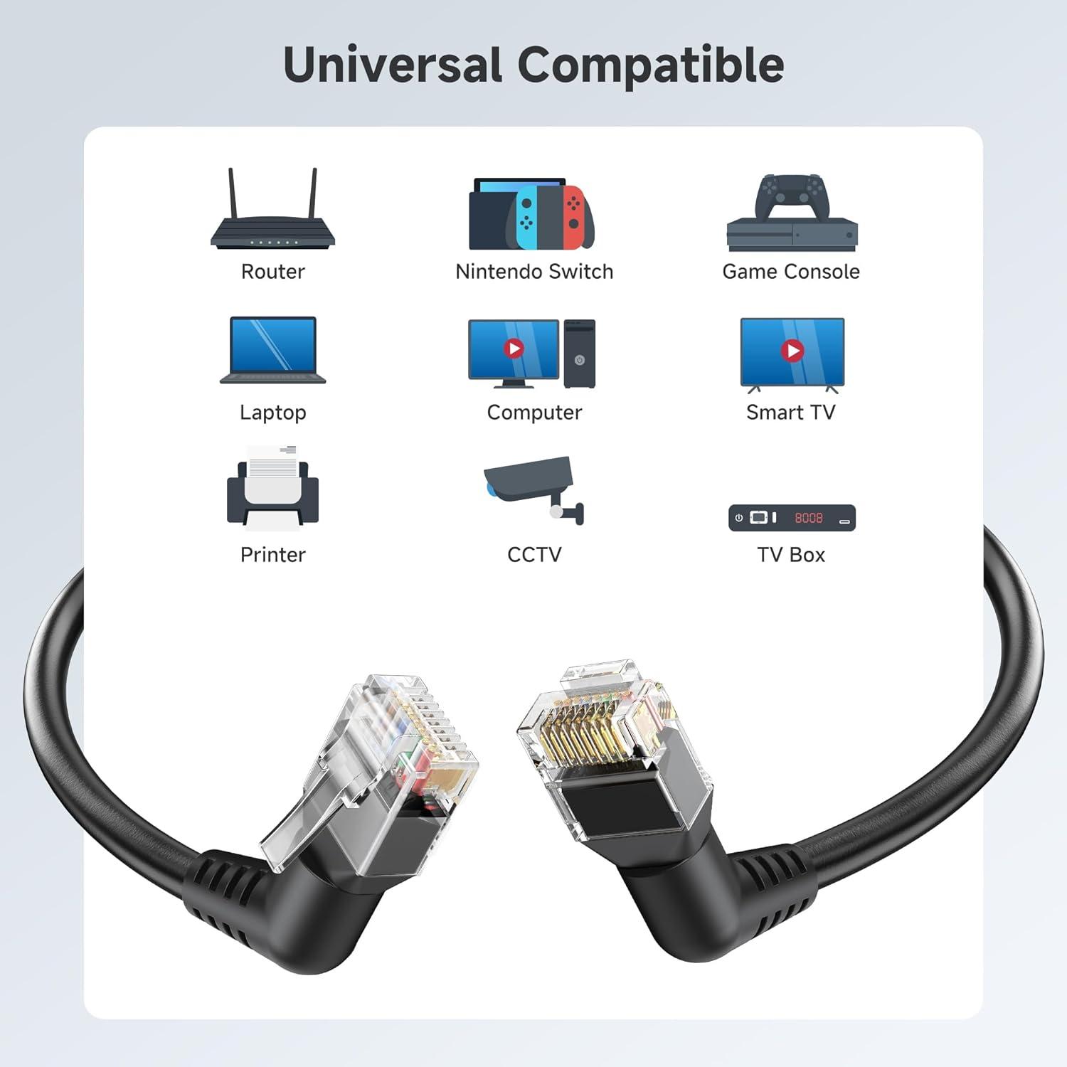 Cable Ethernet Cat 6 Rotatable 0.3m 10Gbps Cable Matters Negro