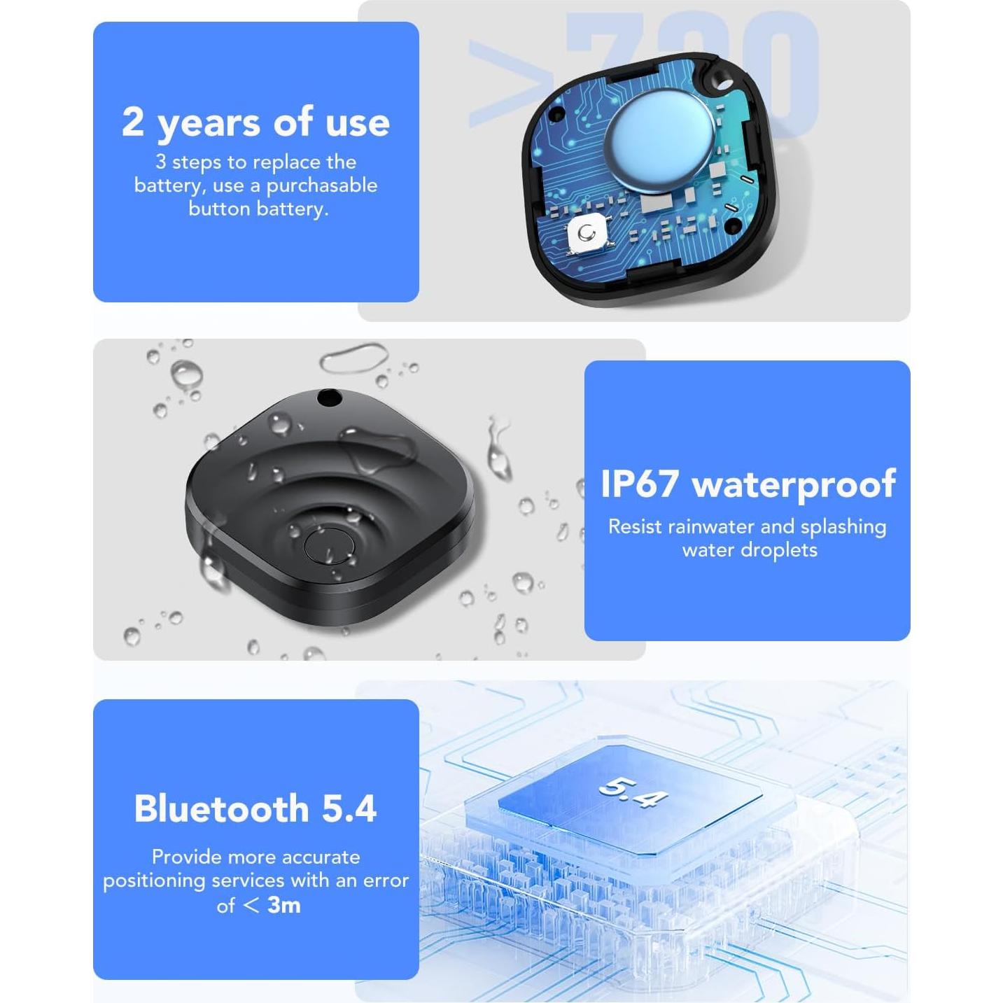 Paquete de 4 rastreadores Bluetooth TIMU Tagigo para iOS y Android