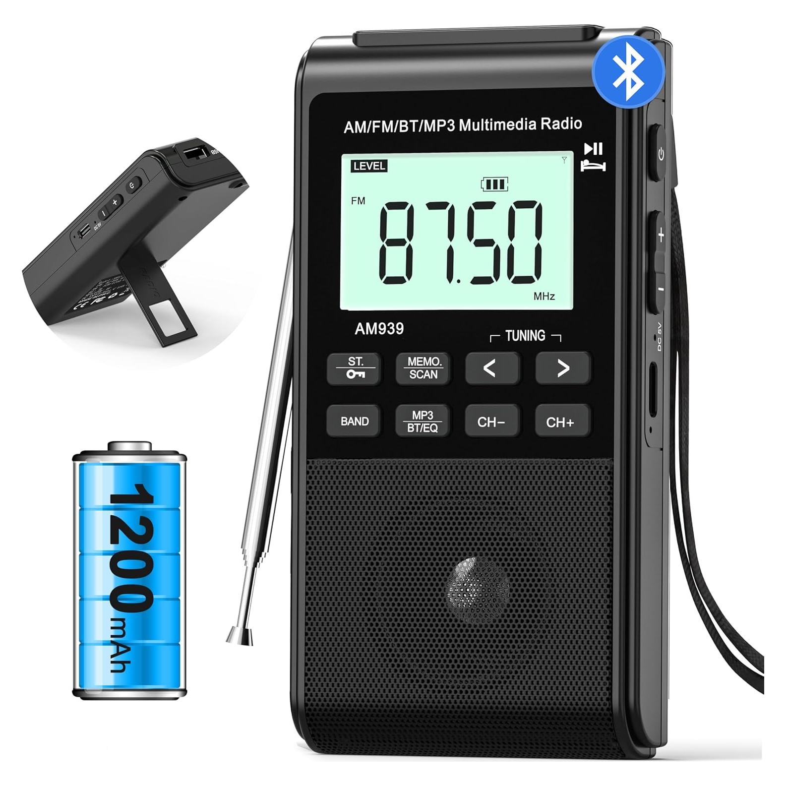 Radio Bluetooth AM/FM Jazmm 1200mAh Portátil 5W LCD