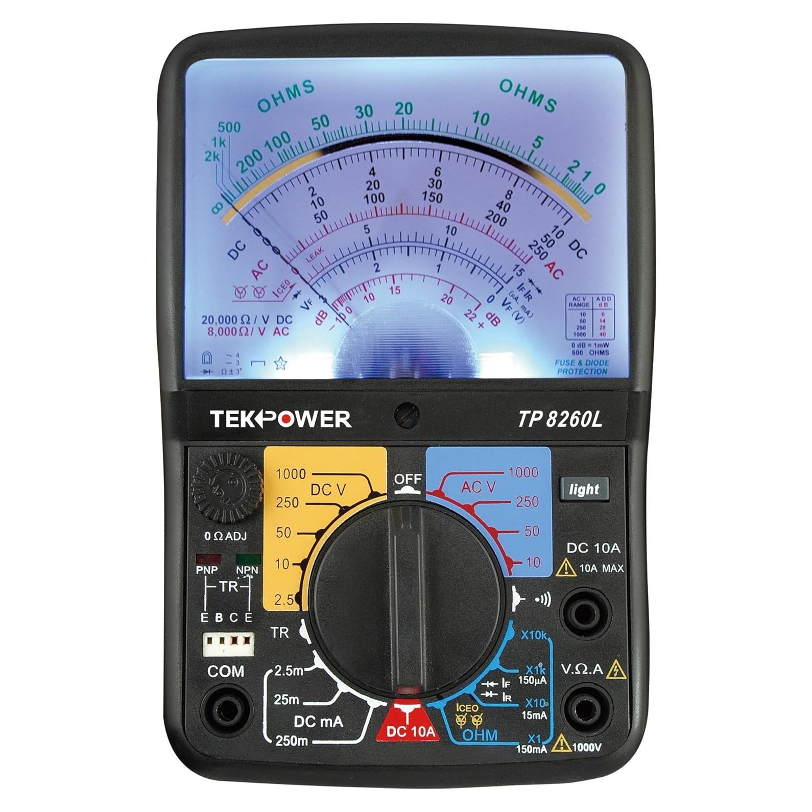 Multímetro Analógico Tekpower TP8260L con Luz de Fondo