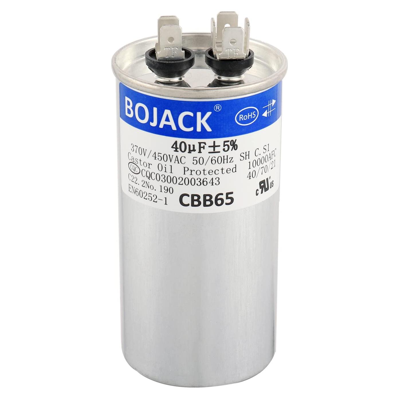 Capacitor BOJACK CBB65B 40uF 370V/450V para Motor y Ventilador