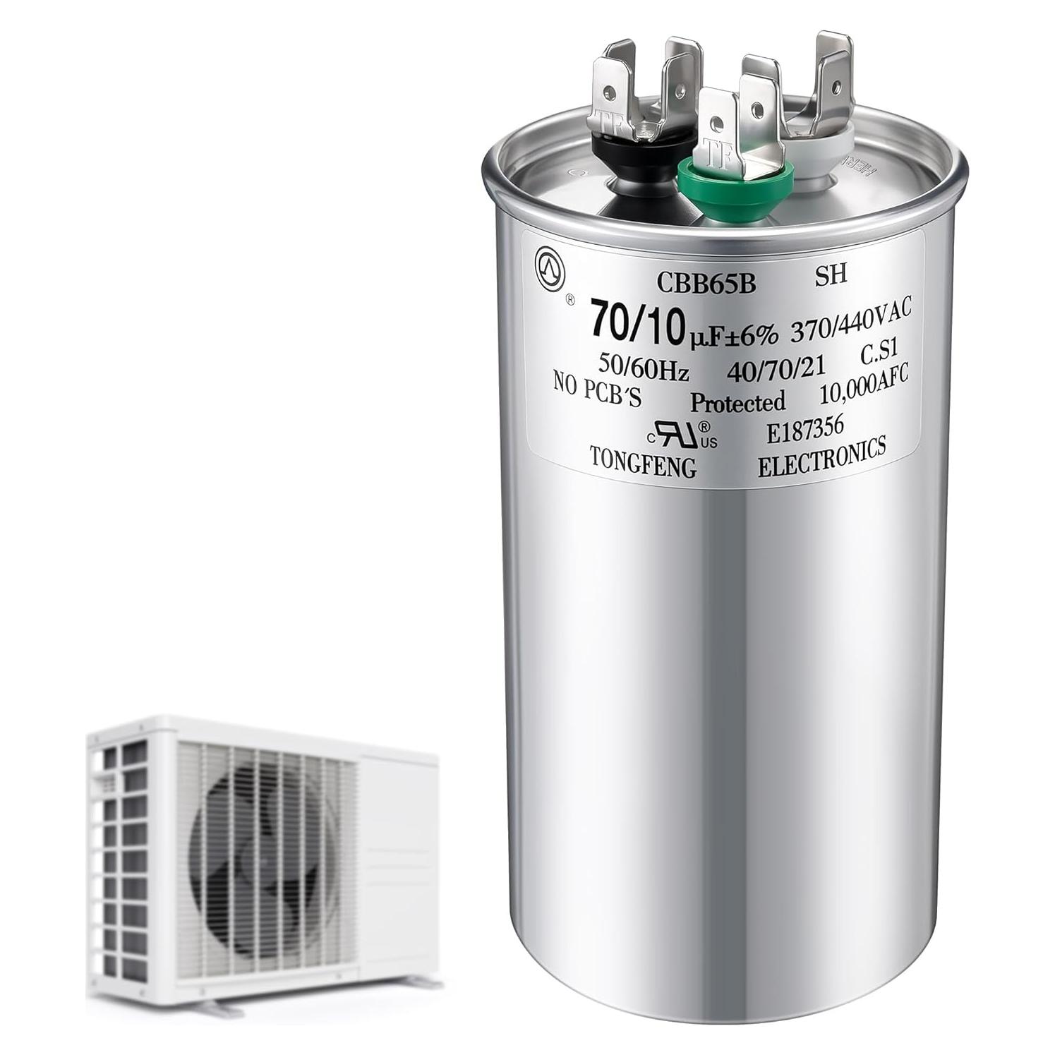 Capacitor CBB65 70+10 uF 370/440V Fiada para Motor de AC