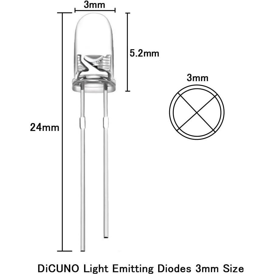 DiCUNO 200 Diodos LED 3mm en 10 Colores - Kit de Luz