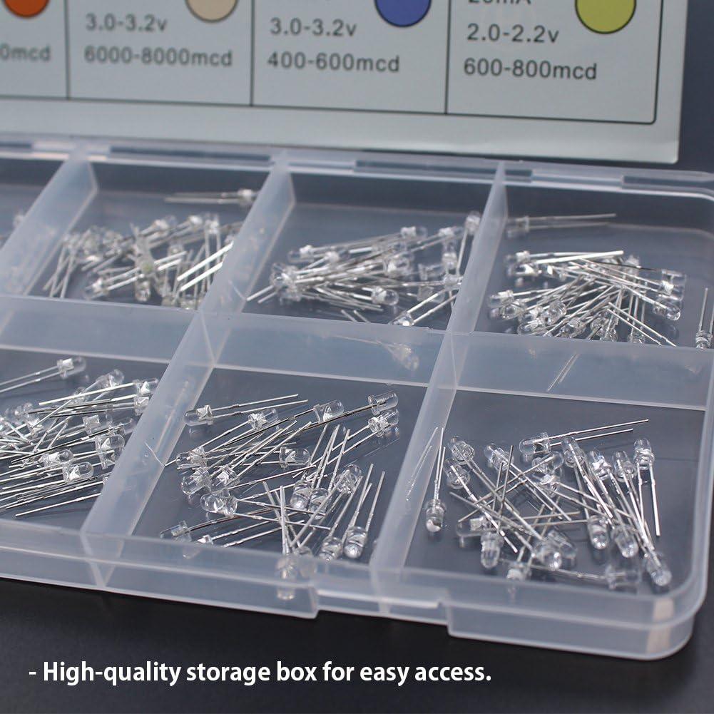 DiCUNO 200 Diodos LED 3mm en 10 Colores - Kit de Luz