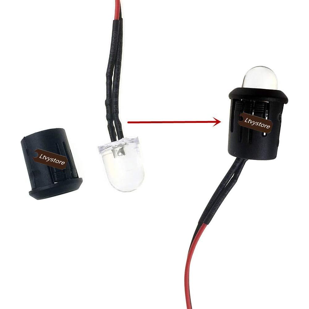 Paquete 20 LED 10MM Blanco Pre Cableado 12V + Soportes