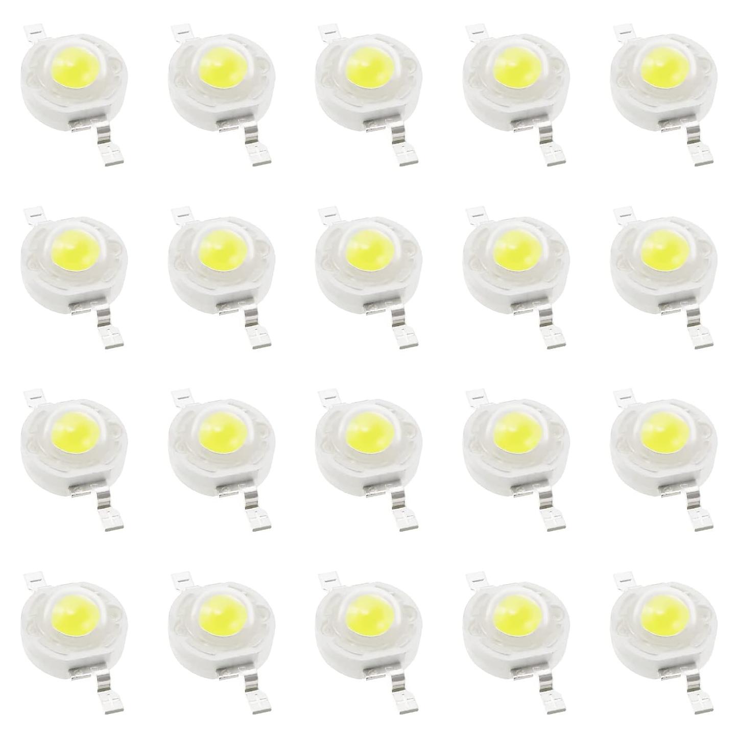 100 Chips LED de Alta Potencia eMagTech 1W Blanco 6500K