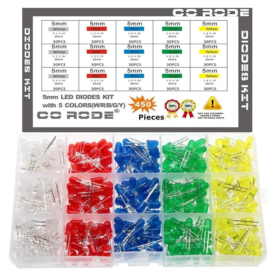 Kit de Diodos LED 5mm CO RODE 450pcs Multicolor