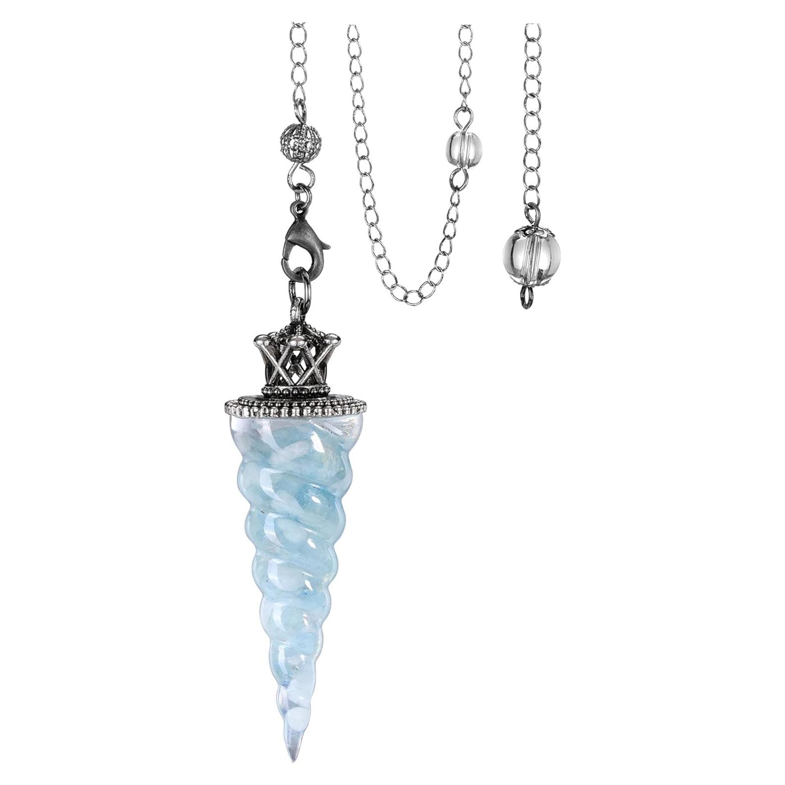 Péndulo de Cristal Acuamarina Jovivi para Reiki y Meditación