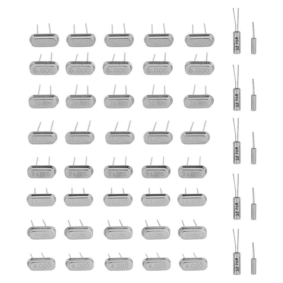 Kit de Osciladores de Cristal de Cuarzo Hilitand 50pcs 32.768KHz-24MHz