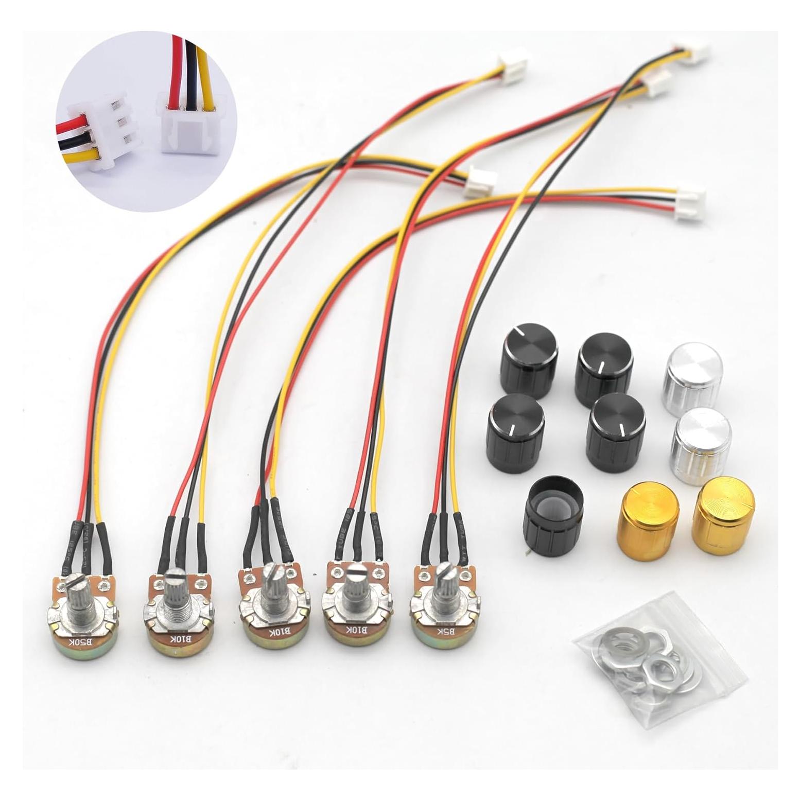 5 Piezas Potenciómetro Rotativo Lineal WH148 5K 10K 50K