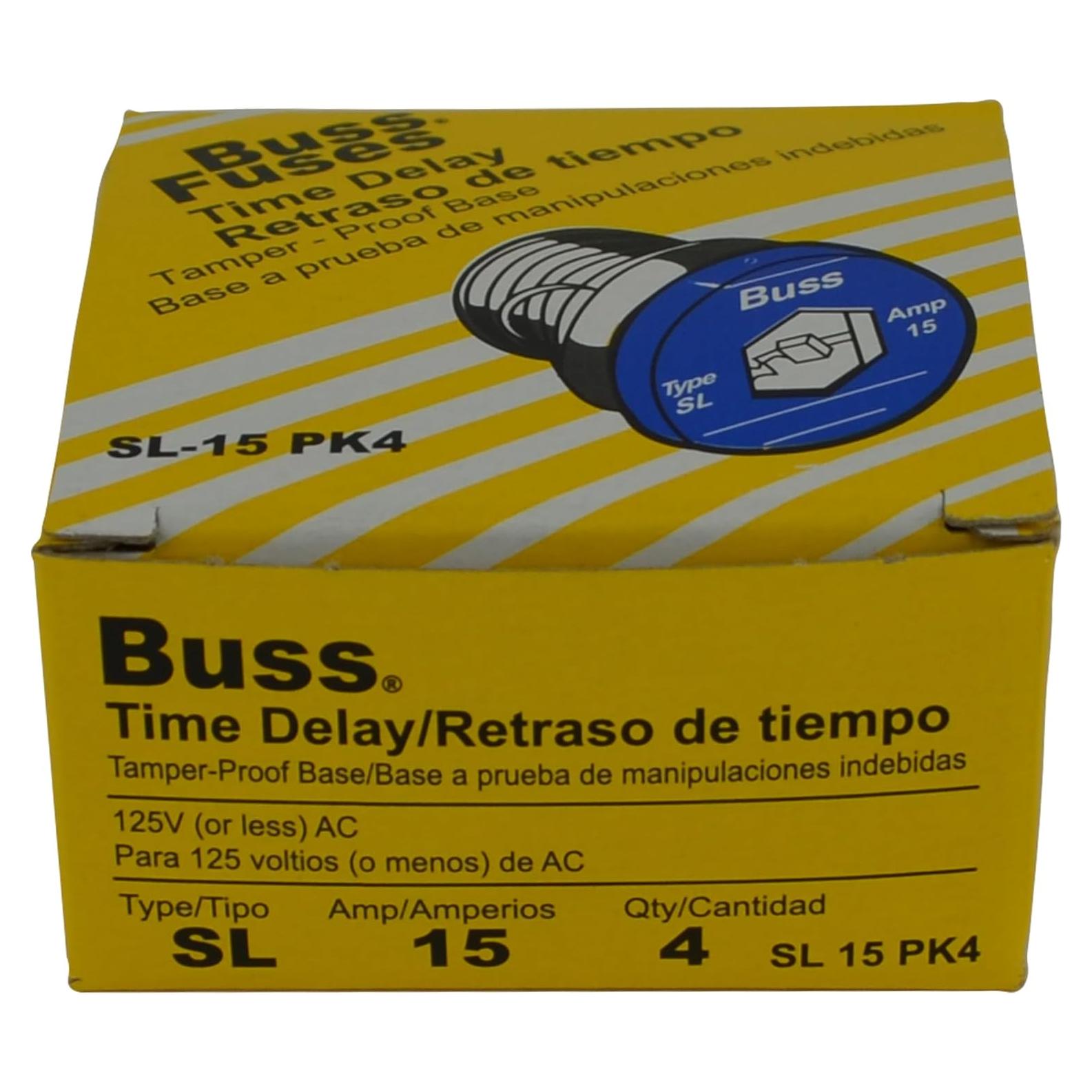 Fusible de Enchufe Bussmann SL-15PK4 15A 125V Paquete de 4