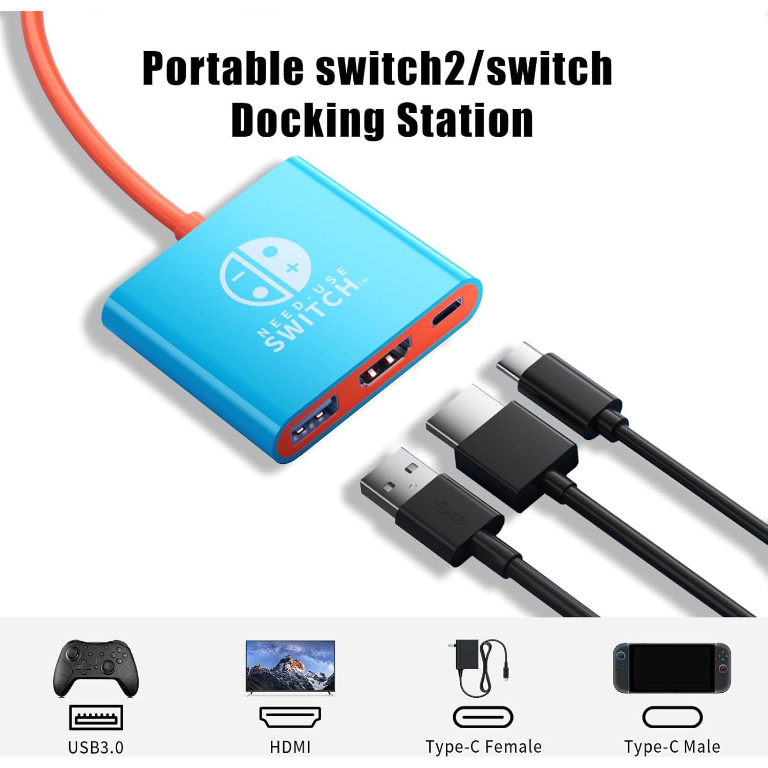 Adaptador USB C a HDMI DUEQID para Switch 2 4K 100W