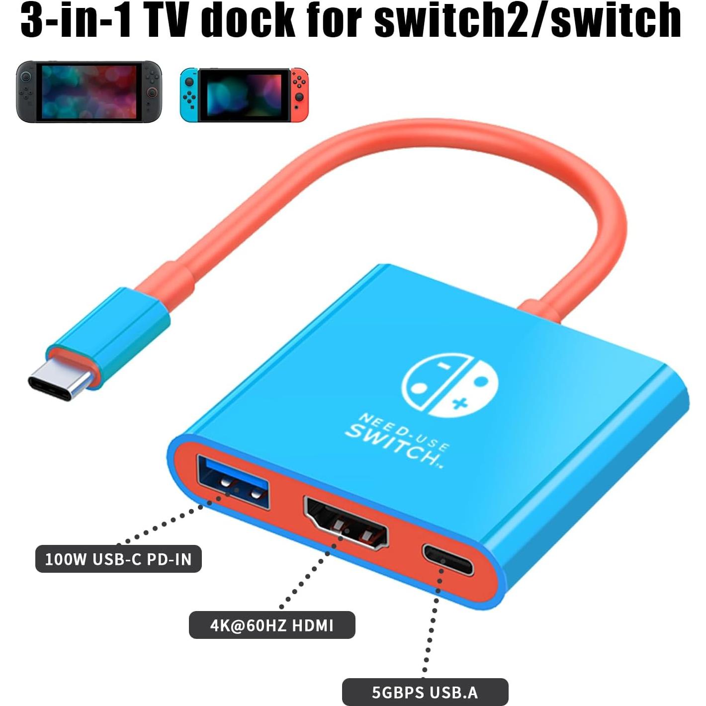 Adaptador USB C a HDMI DUEQID para Switch 2 4K 100W