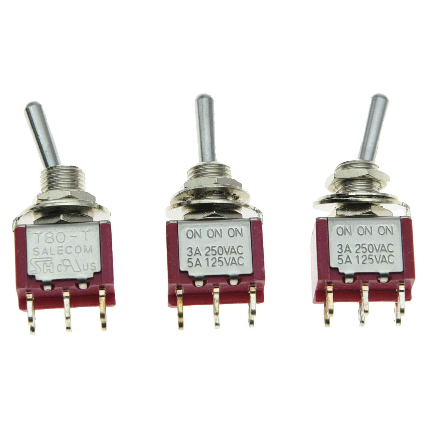 Interruptor Mini Toggle SALECOM 3 Posiciones ON/ON/ON 6 Pin