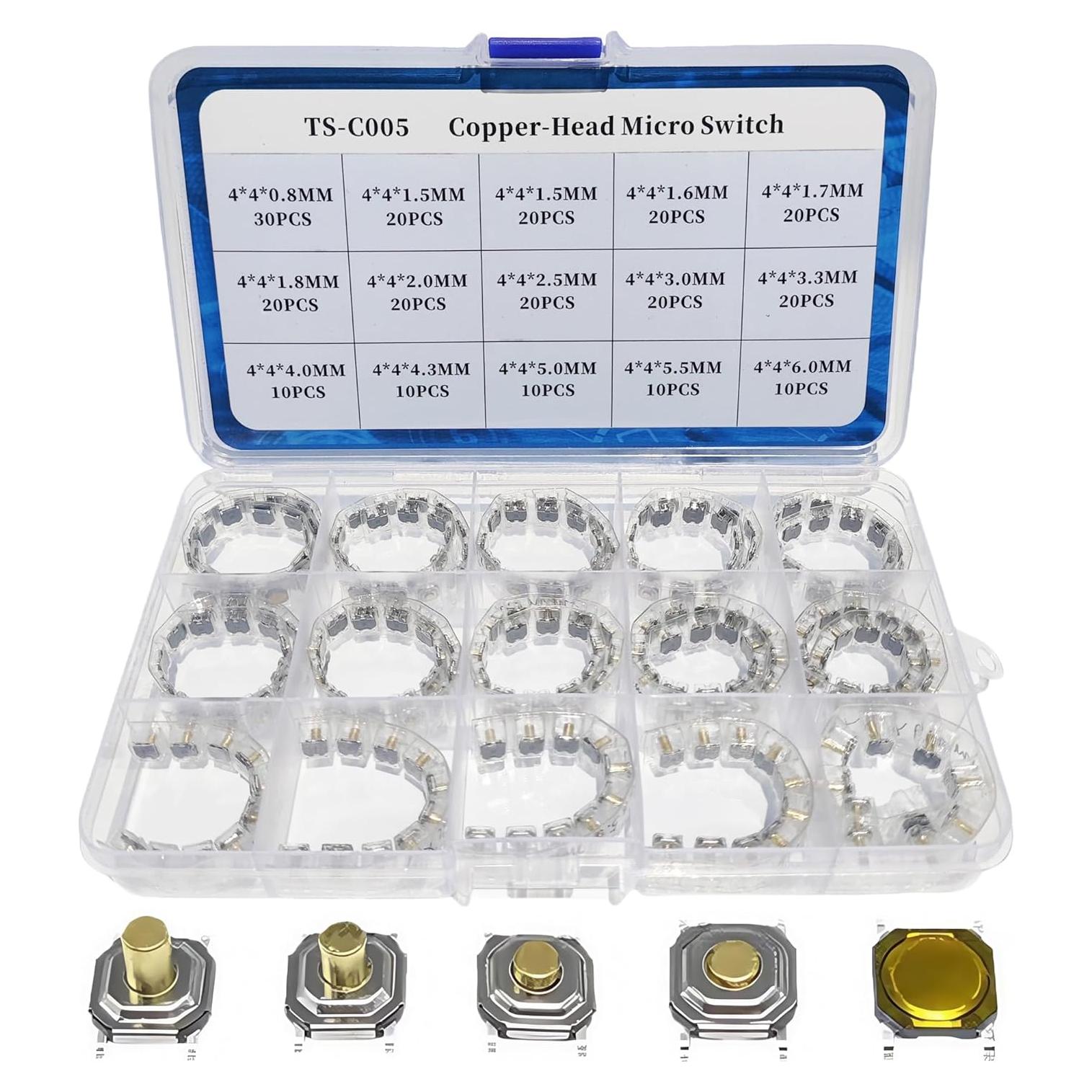 Kit de Interruptores Táctiles SMD Metal 240pcs 4x4mm Xiangyin