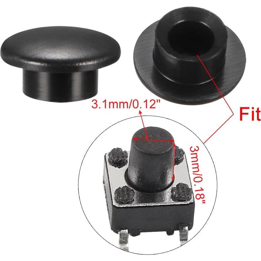 30 Tapas de Botón Pulsador uxcell 3.1mm para Interruptor Micro