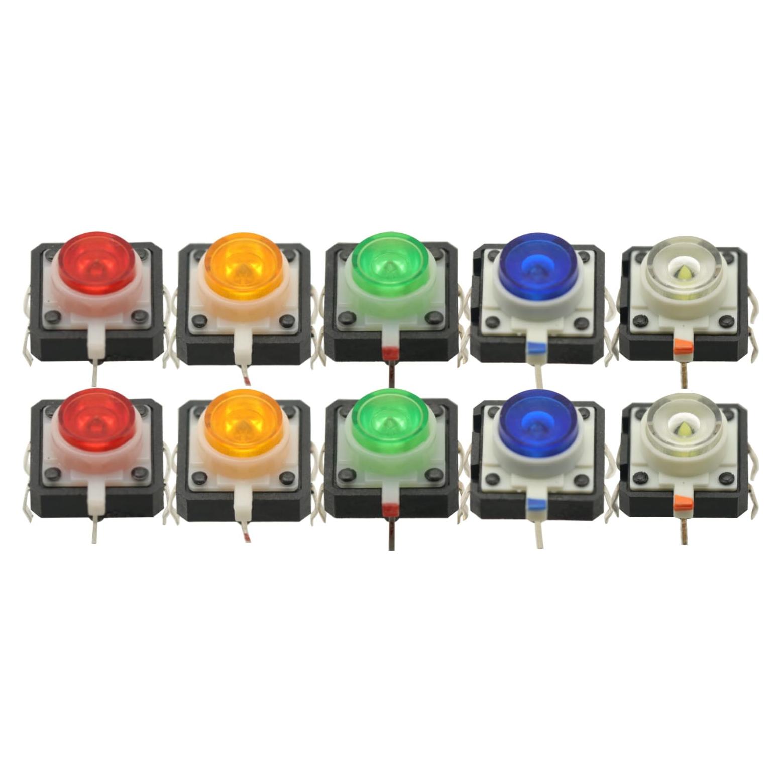 Interruptor Táctil Momentáneo LED 10 PCS 12x12mm 5 Colores
