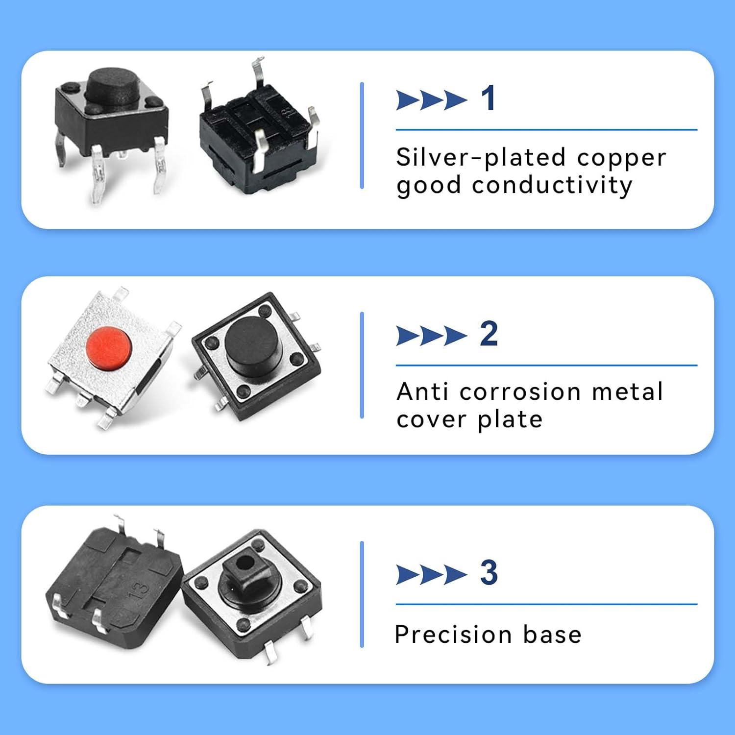 Kit de Interruptores Táctiles Juasky 460pcs 24 Valores DC12V