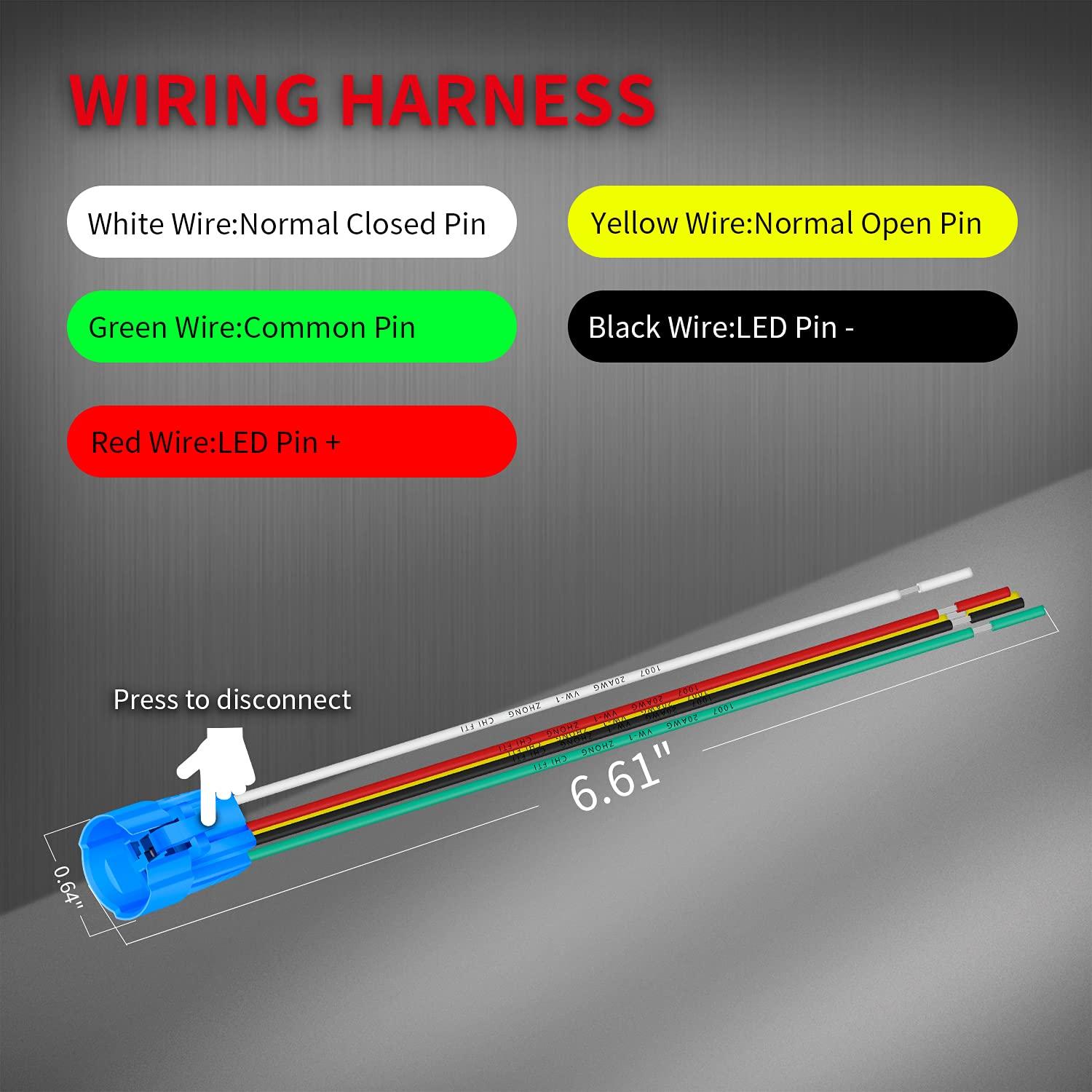 Interruptor de Botón de Presión DaierTek 12V LED Azul IP65 16mm - 5 Pack