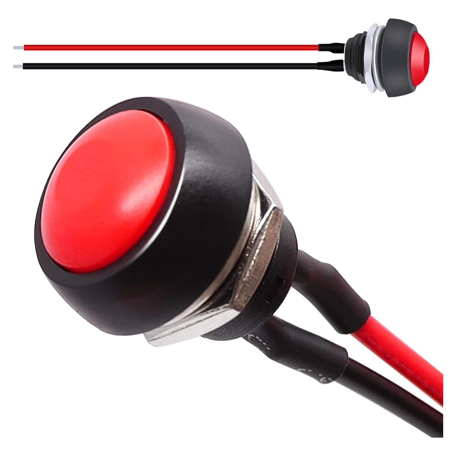 Interruptor de Botón Momentáneo Twidec Rojo 12mm 2 Pcs