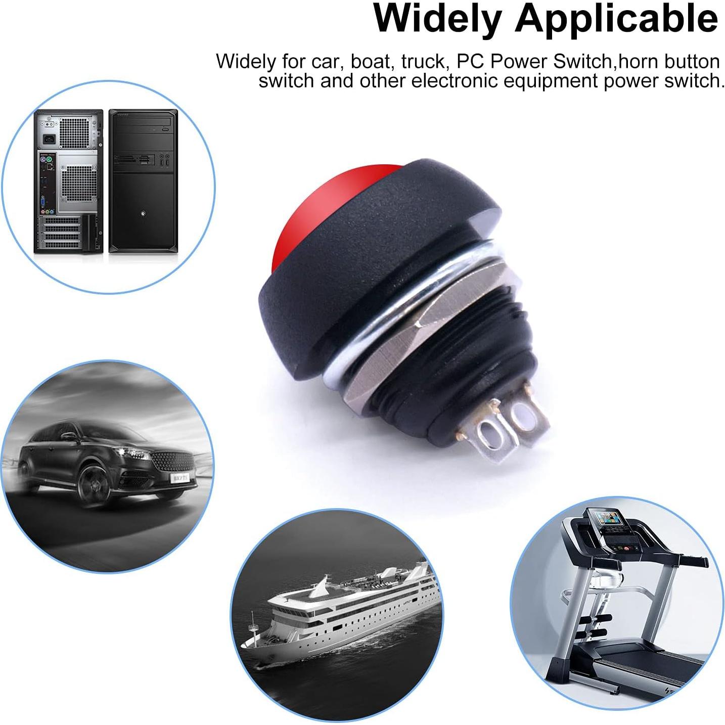 Interruptor de Botón Momentáneo Twidec Rojo 12mm 2 Pcs