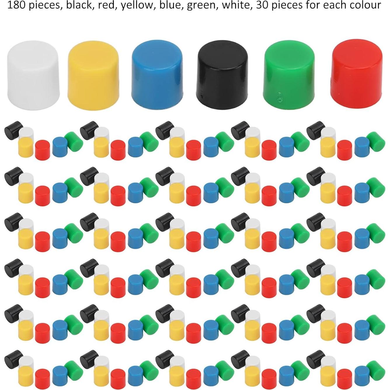 180 Cubiertas de Botón de Presión ABS Walfront - 6 Colores