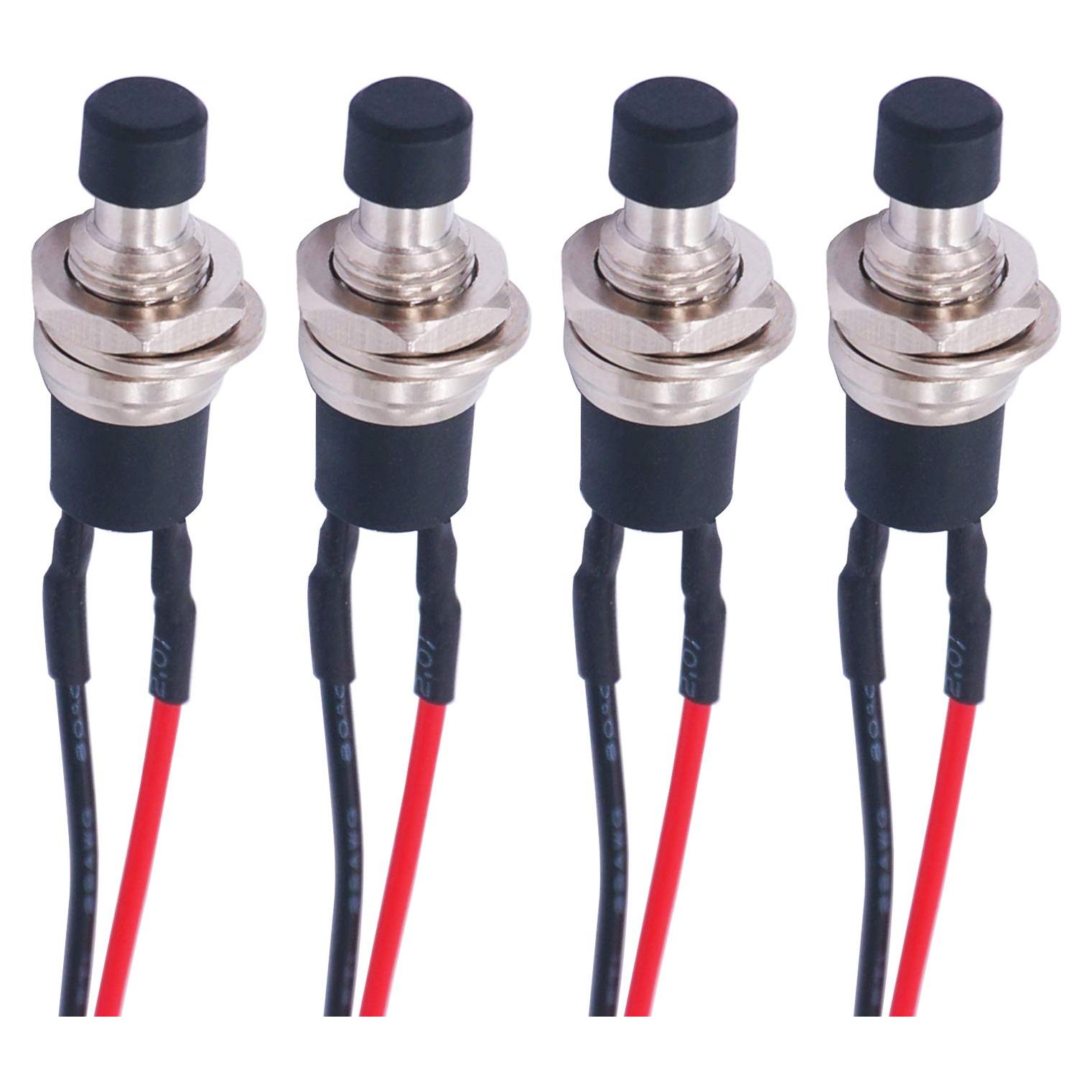 Interruptor de Botón de Presión Twidec 3A 250V 4 Pcs Negro