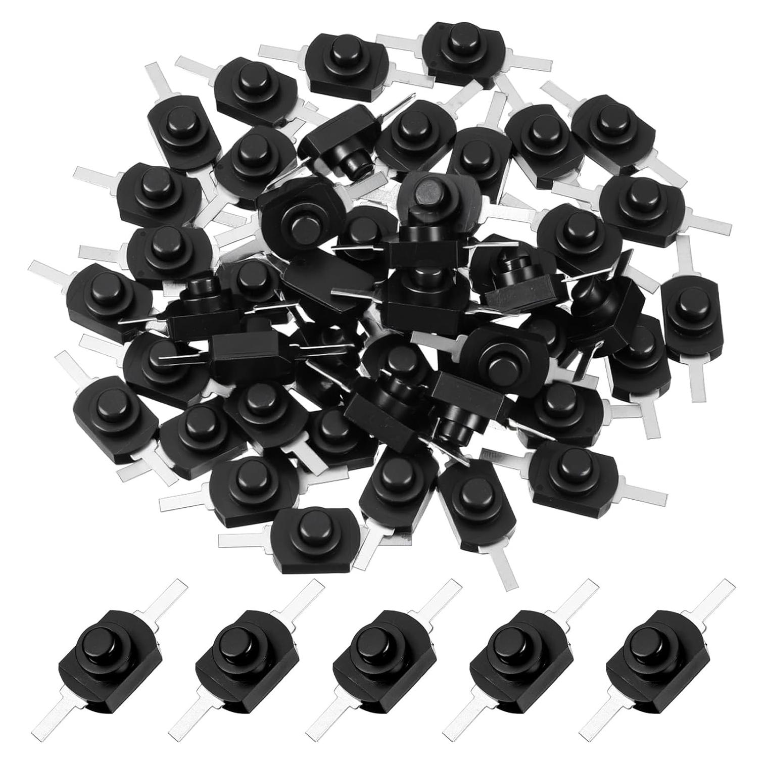 50 Interruptores Mini con Bloqueo Gtziqa 12x8mm DC 30V 1A