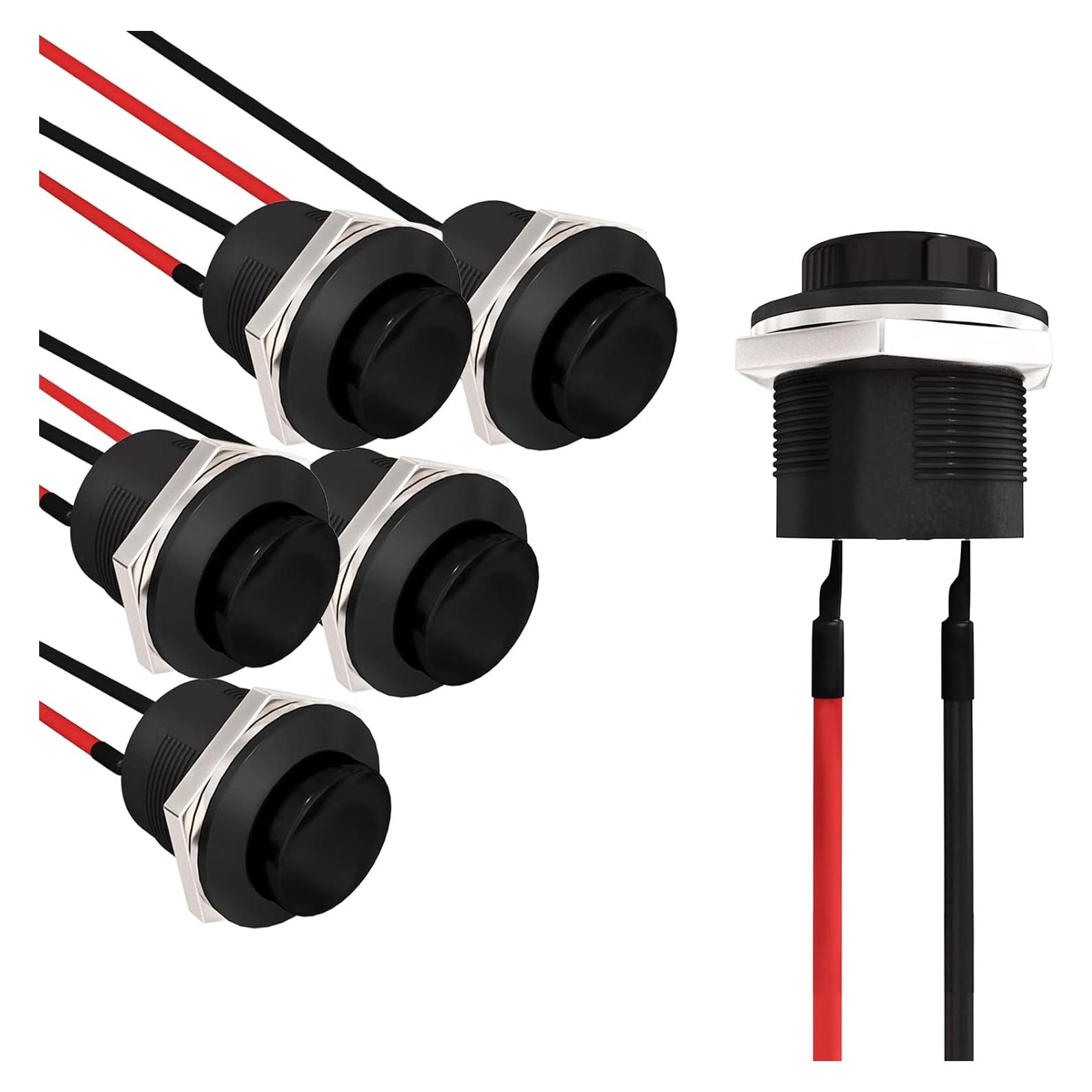 Interruptor de Botón Momentáneo APIELE R13-507 16mm 6 Pcs Negro