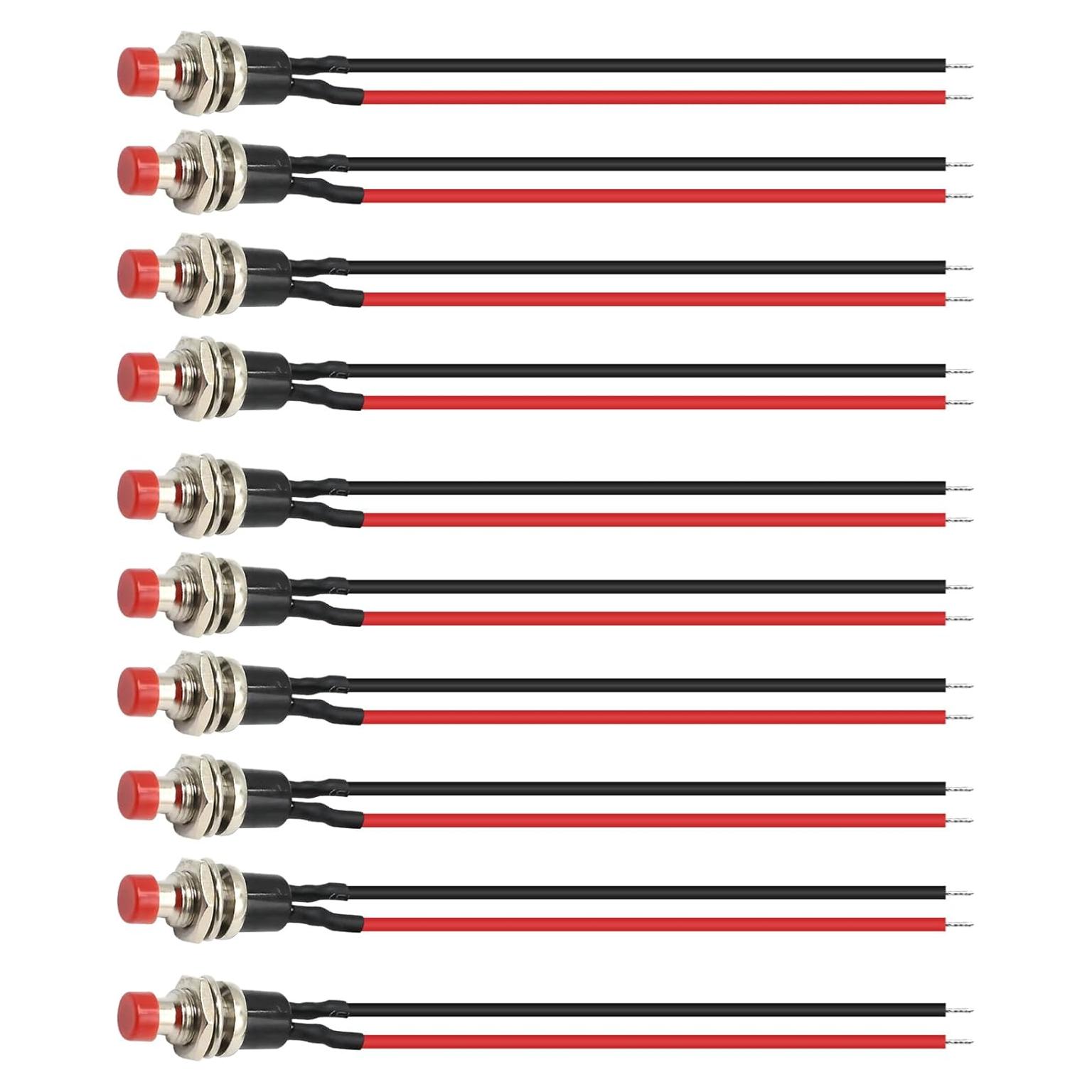 10 Interruptores de Botón Momentáneo Vkinman 1A 250V CA Rojo