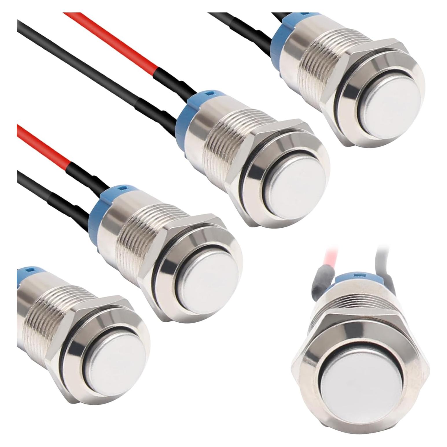 Interruptor de Botón de Presión STARELO 12mm IP65 5pcs