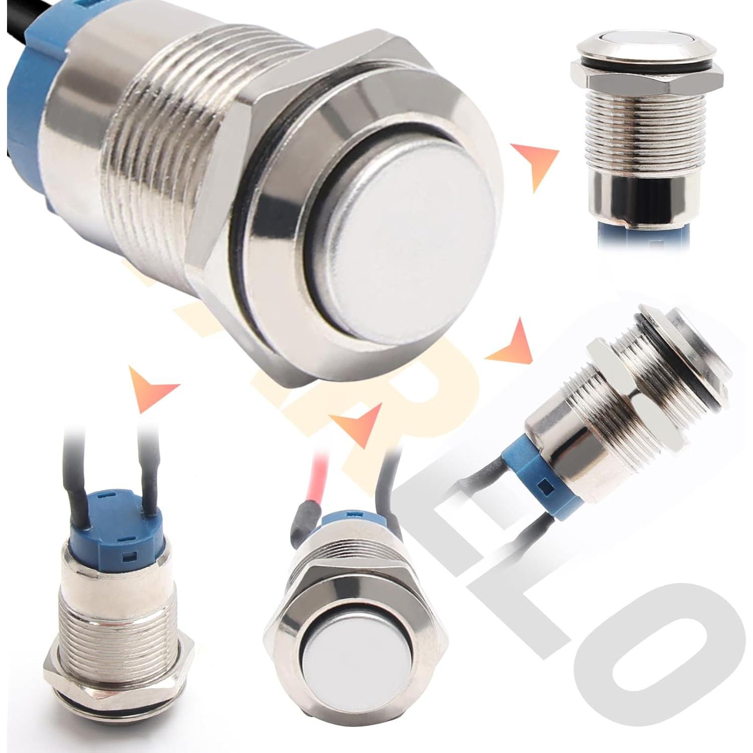 Interruptor de Botón de Presión STARELO 12mm IP65 5pcs